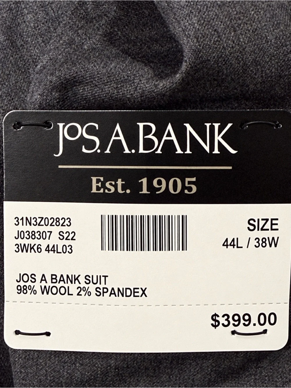 NWT Jos. A. Bank 1905 Collection Tailored Fit Suit Jacket Gray 44L
